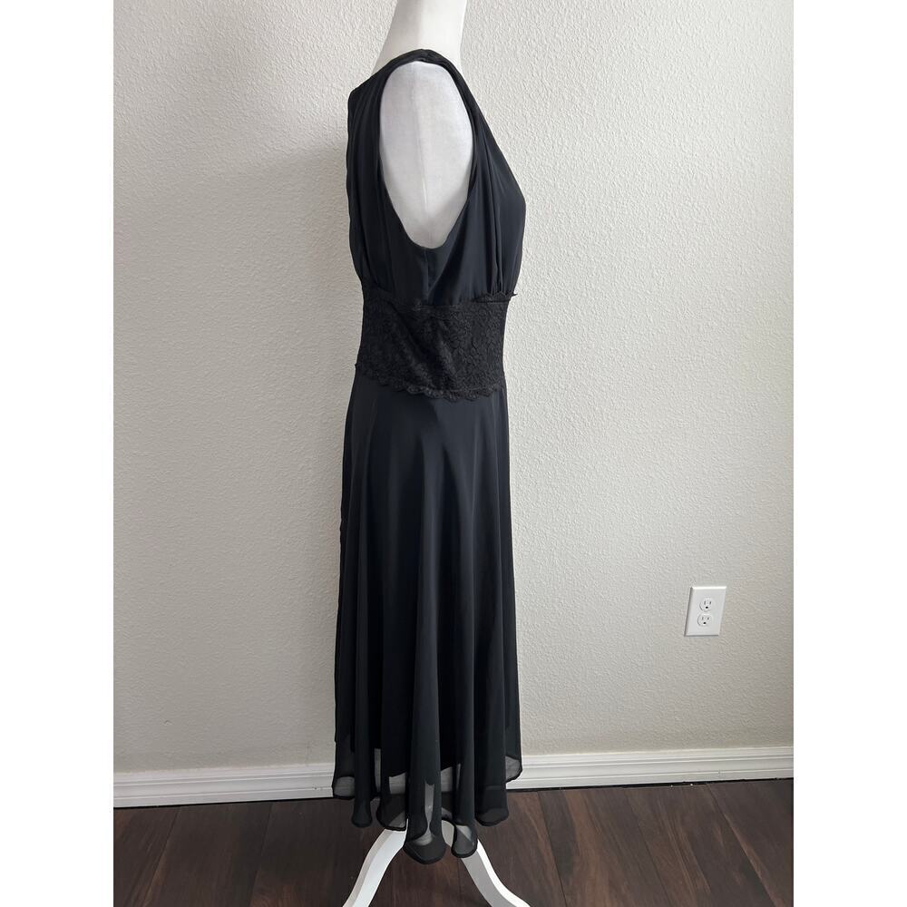 New Scarlett Little Black Dress Women's 14 Sleeveless Chiffon Lace Midi Formal - Picture 6 of 7